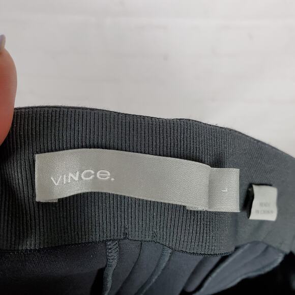 Vince Stitch Front Seam Ponte Legging Pants Sz L Dark Gray Side Zip Work Career - Picture 9 of 14